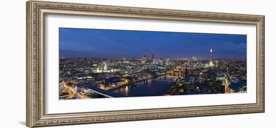 A night-time panoramic view of London and River Thames from top of Southbank Tower, London, England-Alex Treadway-Framed Photographic Print