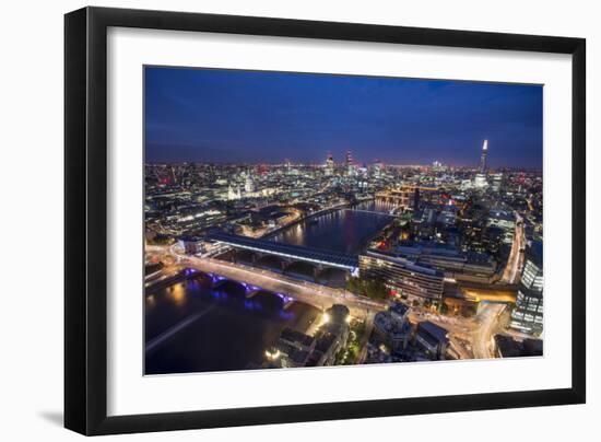 A night-time view of London and River Thames from the top of Southbank Tower, London, England-Alex Treadway-Framed Photographic Print