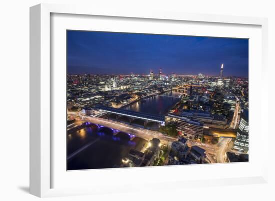 A night-time view of London and River Thames from the top of Southbank Tower, London, England-Alex Treadway-Framed Photographic Print