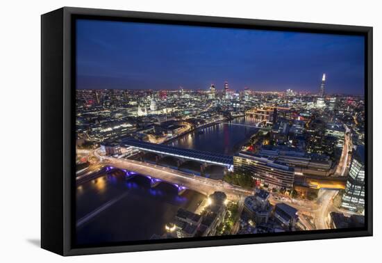 A night-time view of London and River Thames from the top of Southbank Tower, London, England-Alex Treadway-Framed Premier Image Canvas