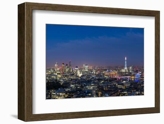 A Night-Time View of London and River Thames from Top of Centre Point Tower across to Shard-Alex Treadway-Framed Photographic Print