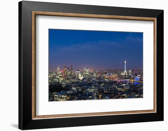 A Night-Time View of London and River Thames from Top of Centre Point Tower across to Shard-Alex Treadway-Framed Photographic Print