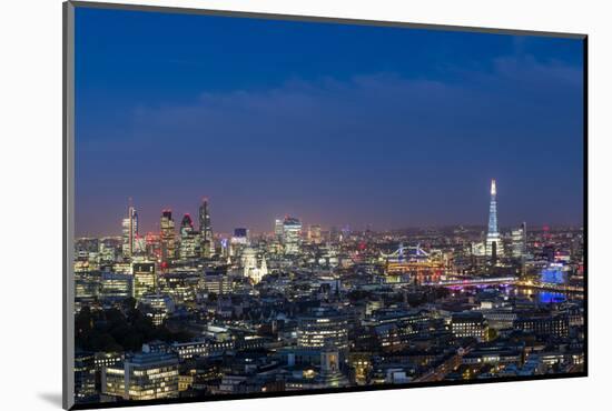 A Night-Time View of London and River Thames from Top of Centre Point Tower across to Shard-Alex Treadway-Mounted Photographic Print