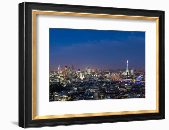 A Night-Time View of London and River Thames from Top of Centre Point Tower across to Shard-Alex Treadway-Framed Photographic Print