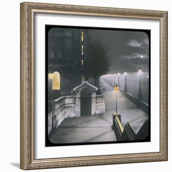 A Night View of Victoria Embankment-null-Framed Photographic Print