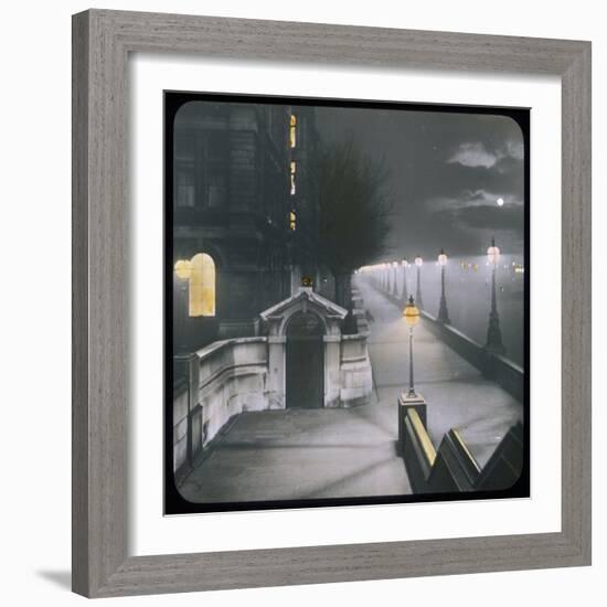 A Night View of Victoria Embankment-null-Framed Photographic Print