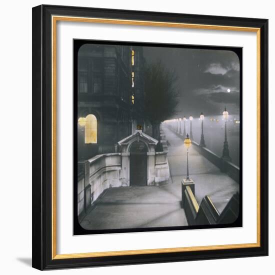 A Night View of Victoria Embankment-null-Framed Photographic Print