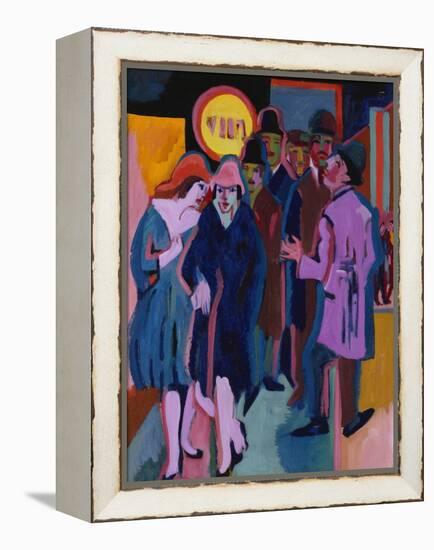 A Nightime Streetscene; Nachtiliches Strassenbild-Ernst Ludwig Kirchner-Framed Premier Image Canvas