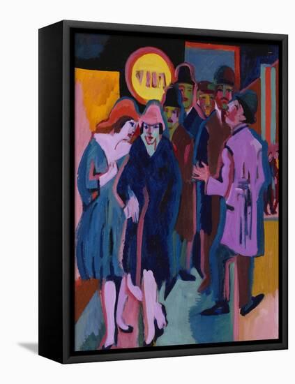 A Nightime Streetscene; Nachtiliches Strassenbild-Ernst Ludwig Kirchner-Framed Premier Image Canvas