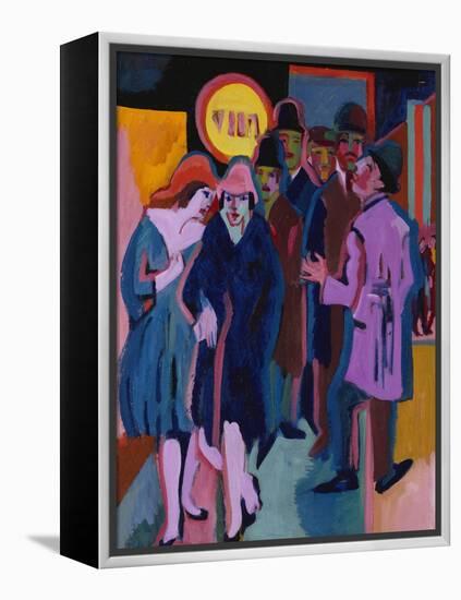 A Nightime Streetscene; Nachtiliches Strassenbild-Ernst Ludwig Kirchner-Framed Premier Image Canvas