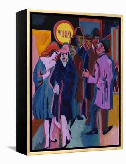 A Nightime Streetscene; Nachtiliches Strassenbild-Ernst Ludwig Kirchner-Framed Premier Image Canvas