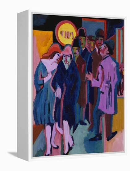 A Nightime Streetscene; Nachtiliches Strassenbild-Ernst Ludwig Kirchner-Framed Premier Image Canvas