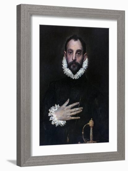 A Nobleman with His Hand on His Chest, C1577-1584-El Greco-Framed Giclee Print