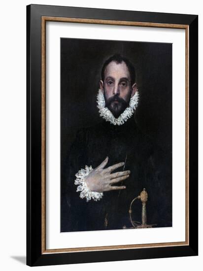 A Nobleman with His Hand on His Chest, C1577-1584-El Greco-Framed Giclee Print