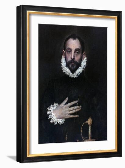 A Nobleman with His Hand on His Chest, C1577-1584-El Greco-Framed Giclee Print