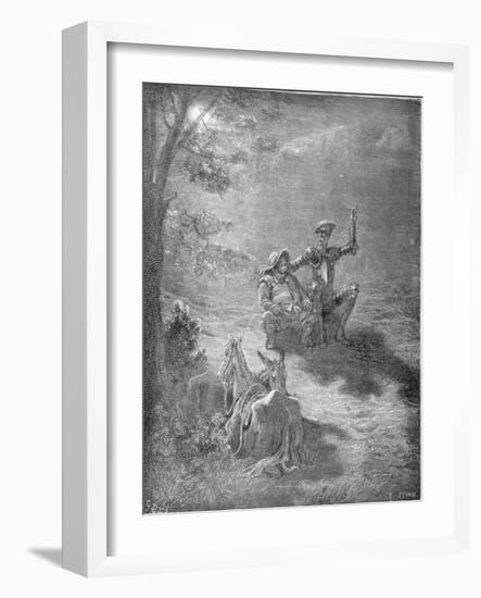 A Nocturnal Discourse, from 'Don Quixote De La Mancha' by Miguel Cervantes (1547-1616) Engraved…-Gustave Doré-Framed Giclee Print