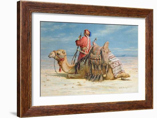 A Nomad and His Camel Resting in the Desert, 1874-Carl Haag-Framed Giclee Print