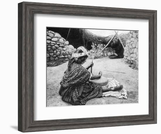 A Nomad Maid of the Mill Preparing Couscous, Algeria, 1922-A Bougaut-Framed Giclee Print