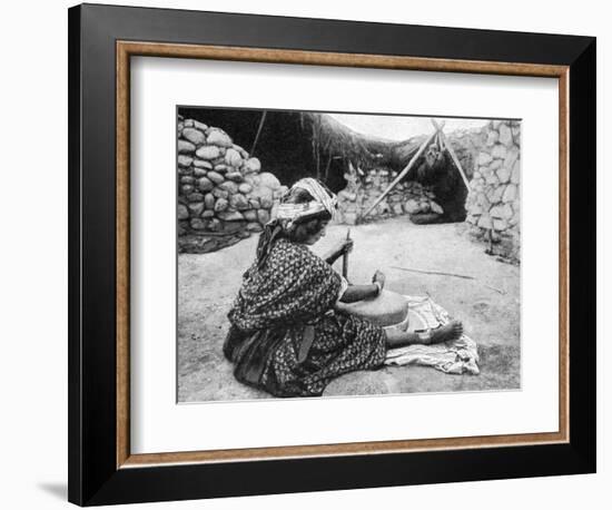 A Nomad Maid of the Mill Preparing Couscous, Algeria, 1922-A Bougaut-Framed Giclee Print