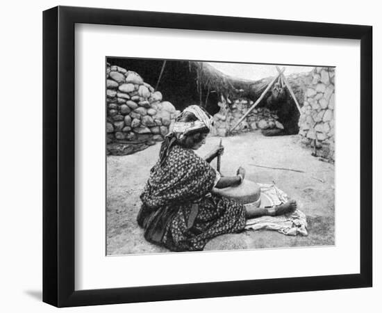 A Nomad Maid of the Mill Preparing Couscous, Algeria, 1922-A Bougaut-Framed Giclee Print