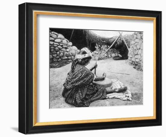 A Nomad Maid of the Mill Preparing Couscous, Algeria, 1922-A Bougaut-Framed Giclee Print