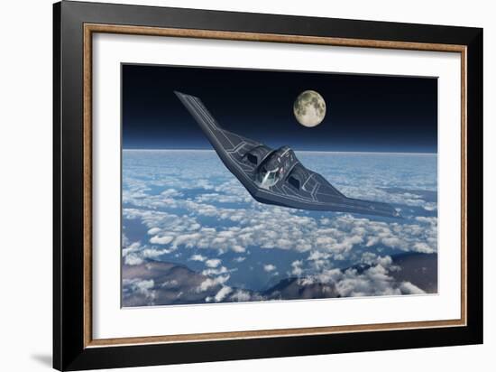 A North American B-2 Spirit Stealth Bomber Flying at High Altitude-Stocktrek Images-Framed Art Print