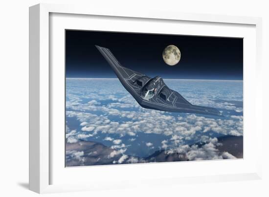 A North American B-2 Spirit Stealth Bomber Flying at High Altitude-Stocktrek Images-Framed Art Print