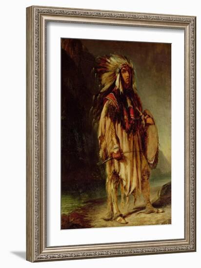 A North American Indian in an Extensive Landscape, 1842-William John Huggins-Framed Giclee Print