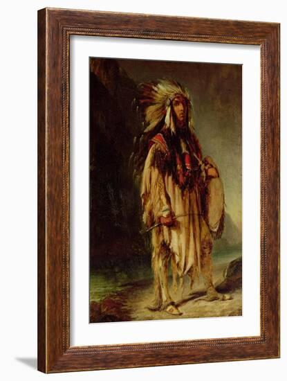 A North American Indian in an Extensive Landscape, 1842-William John Huggins-Framed Giclee Print