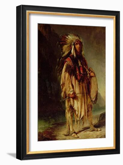 A North American Indian in an Extensive Landscape, 1842-William John Huggins-Framed Giclee Print