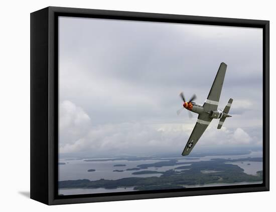 A North American P-51 Mustang in Flight Over Vasteras, Sweden-Stocktrek Images-Framed Premier Image Canvas