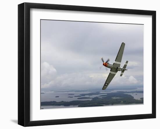 A North American P-51 Mustang in Flight Over Vasteras, Sweden-Stocktrek Images-Framed Photographic Print