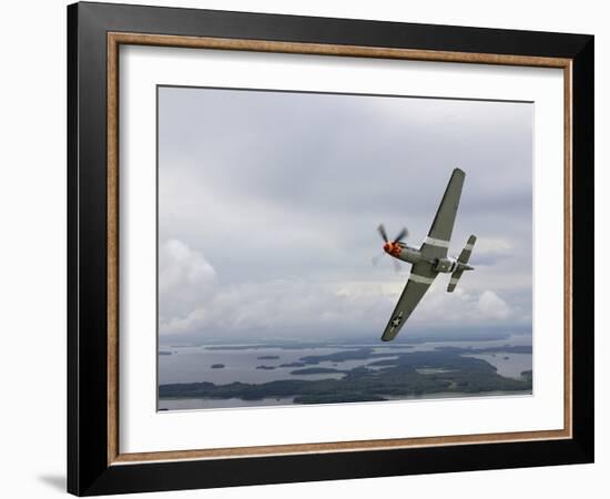 A North American P-51 Mustang in Flight Over Vasteras, Sweden-Stocktrek Images-Framed Photographic Print