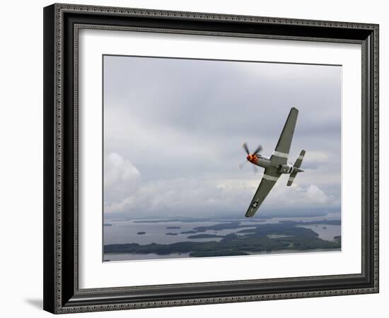 A North American P-51 Mustang in Flight Over Vasteras, Sweden-Stocktrek Images-Framed Photographic Print