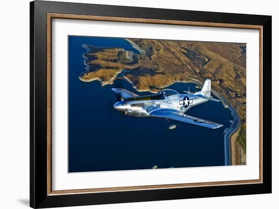 A North American P-51D Mustang Flying Near Chino, California-null-Framed Photographic Print