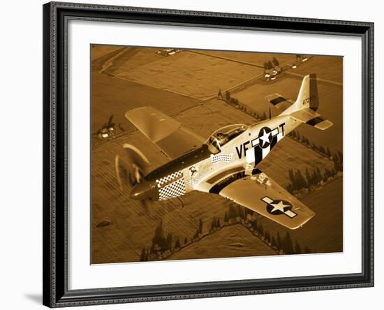 A North American P-51D Mustang in Flight-Stocktrek Images-Framed Photographic Print