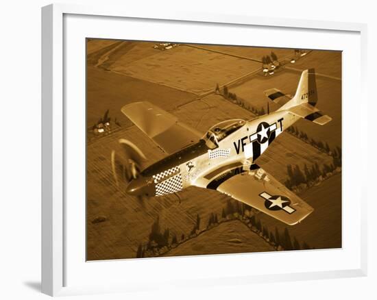 A North American P-51D Mustang in Flight-Stocktrek Images-Framed Photographic Print