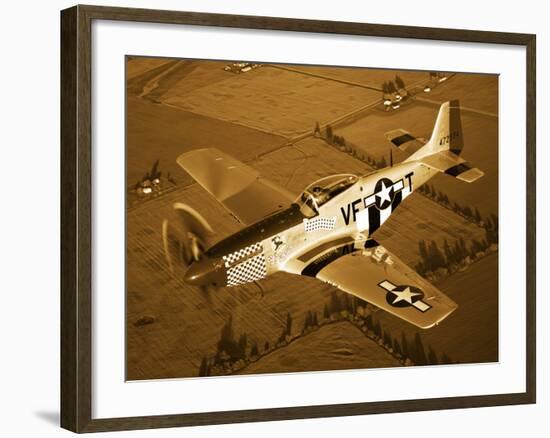 A North American P-51D Mustang in Flight-Stocktrek Images-Framed Photographic Print