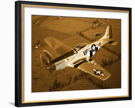 A North American P-51D Mustang in Flight-Stocktrek Images-Framed Photographic Print