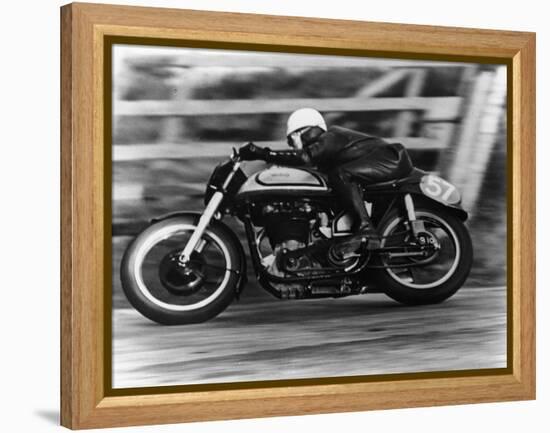 A Norton in Action in the Isle of Man TT, 1950-null-Framed Premier Image Canvas