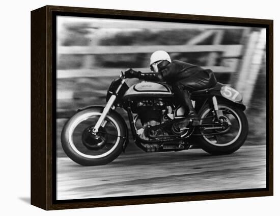 A Norton in Action in the Isle of Man TT, 1950-null-Framed Premier Image Canvas