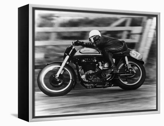 A Norton in Action in the Isle of Man TT, 1950-null-Framed Premier Image Canvas