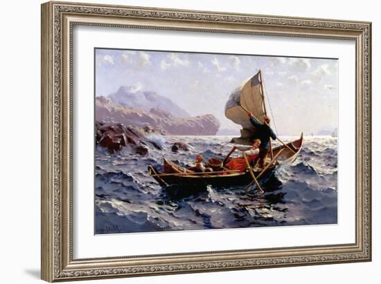 A Norwegian Fishing Boat, Near Bergen-Hans Dahl-Framed Giclee Print