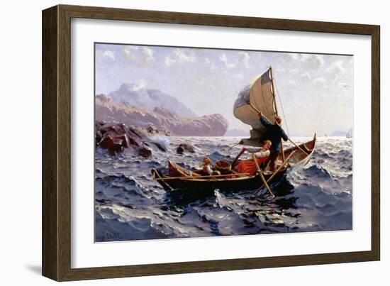 A Norwegian Fishing Boat, Near Bergen-Hans Dahl-Framed Giclee Print