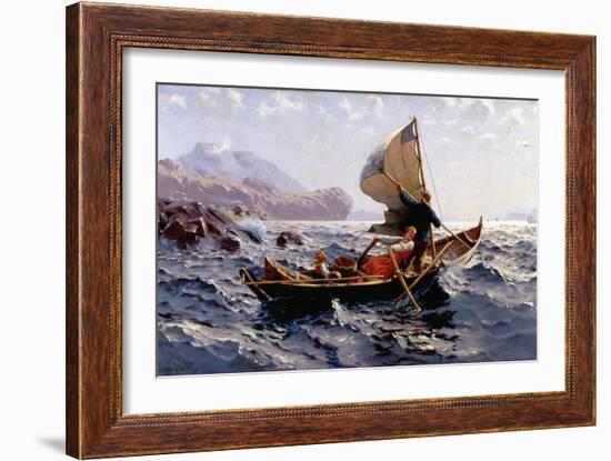 A Norwegian Fishing Boat, Near Bergen-Hans Dahl-Framed Giclee Print