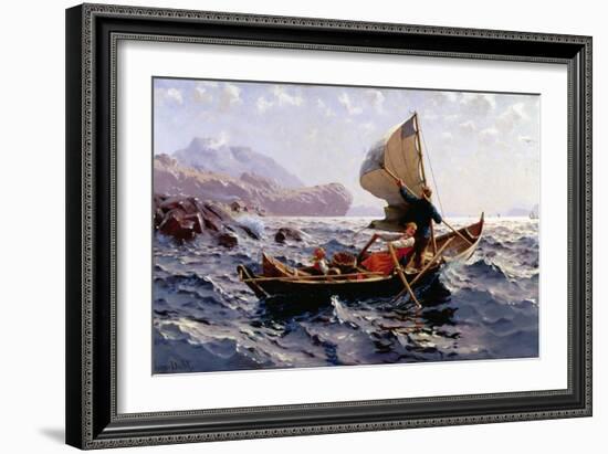 A Norwegian Fishing Boat, Near Bergen-Hans Dahl-Framed Giclee Print