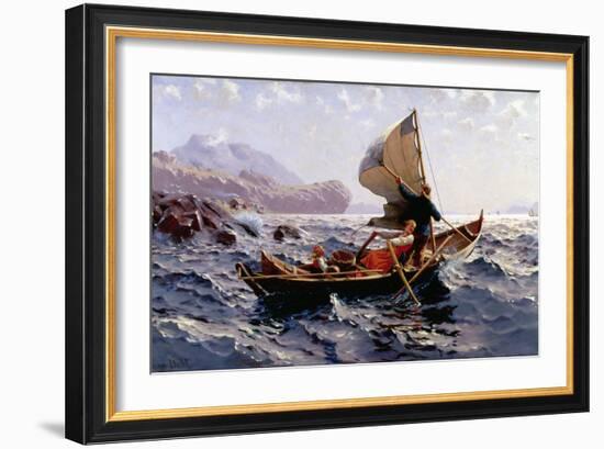 A Norwegian Fishing Boat, Near Bergen-Hans Dahl-Framed Giclee Print