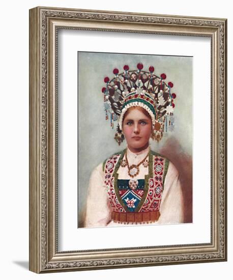 A Norwegian girl in bridal dress, 1912-Unknown-Framed Giclee Print