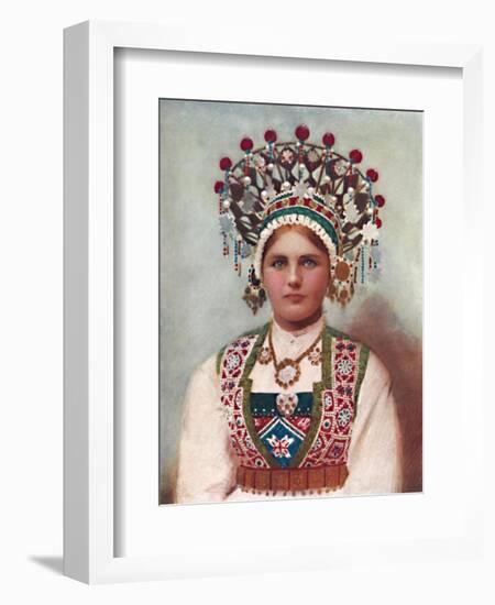 A Norwegian girl in bridal dress, 1912-Unknown-Framed Giclee Print