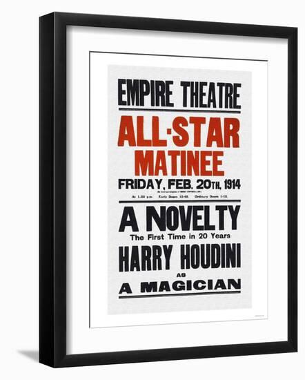 A Novelty, The First in 20 Years, Harry Houdini as a Magician-null-Framed Premium Giclee Print